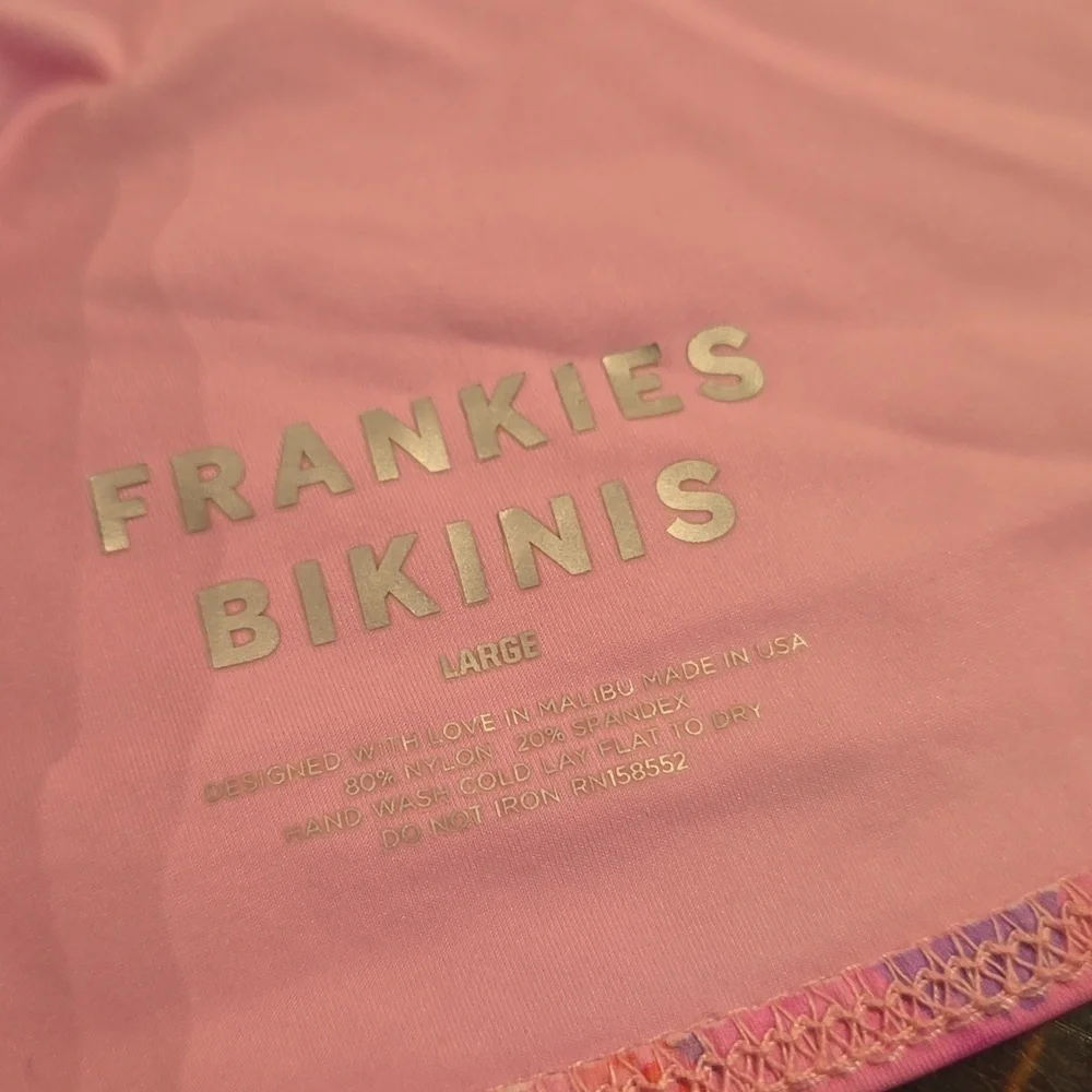 Frankies Bikinis Watercolor Print Triangle Bikini Top - Large